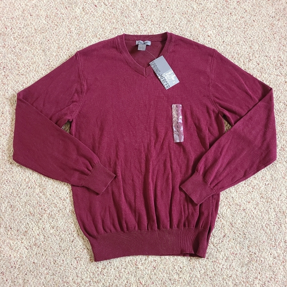 Spring + Mercer Men's Burgundy Cotton Sweater Size Lg - Picture 1 of 4